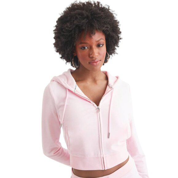 JUICY COUTURE OG Bling Velour TRACKSUIT 2 Piece Set Pink Sweatsuit Size L NWT - Picture 2 of 10